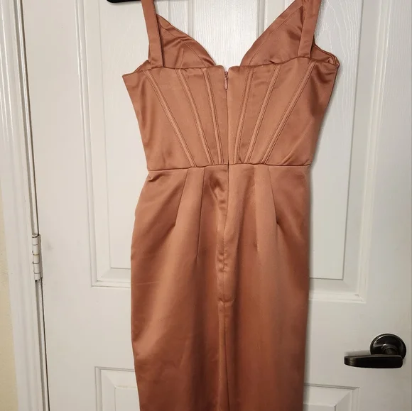 open lace back dress Satin Pleated Midi Dress  FOX'S